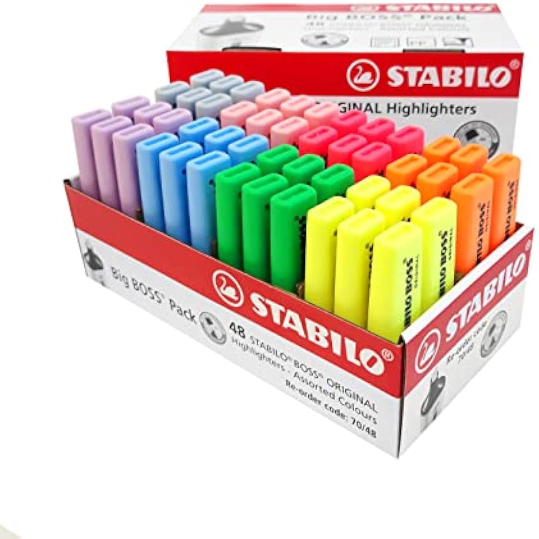 STABILO BOSS ORIGINAL Highlighter Pack of 48 – Neon and Pastel Colours