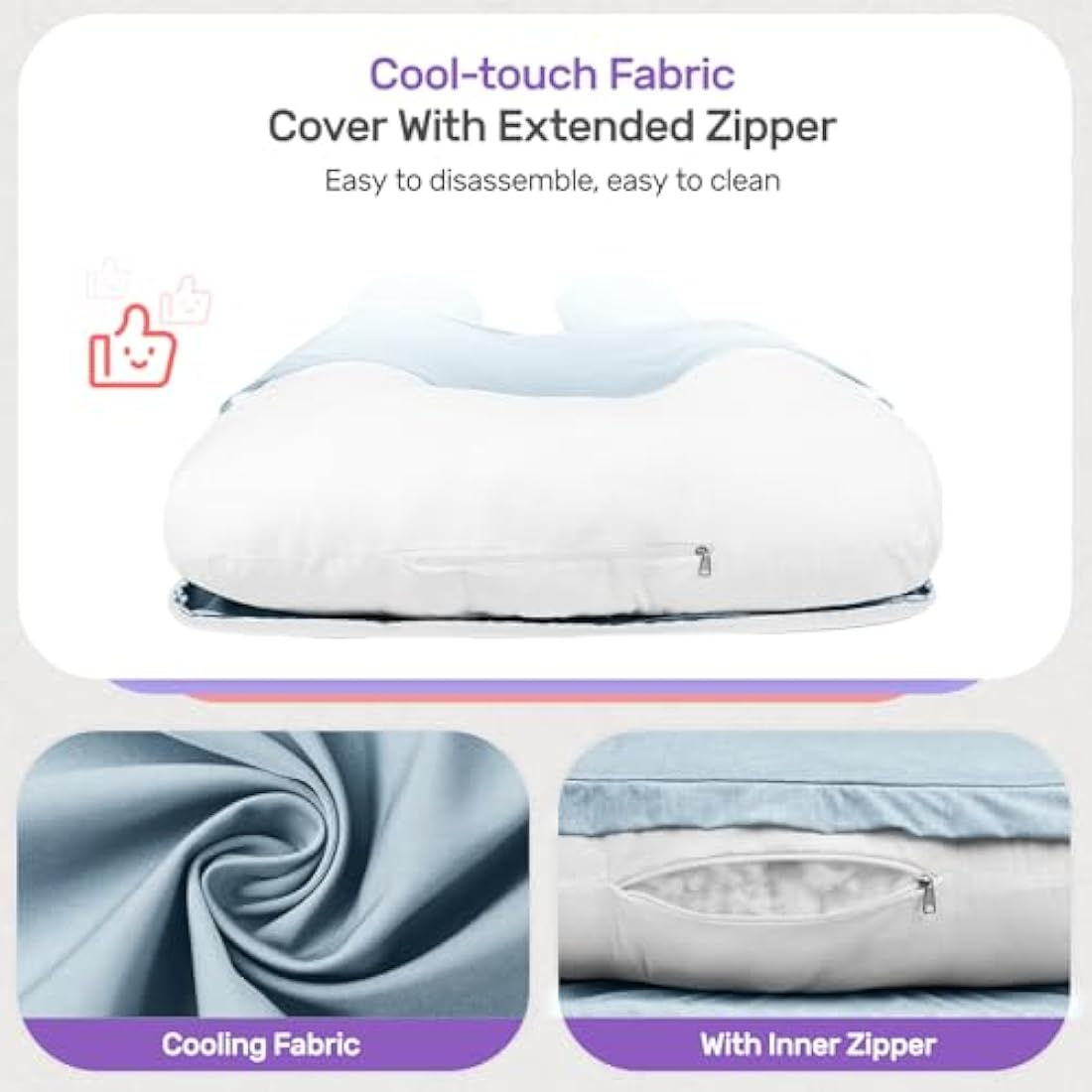 Nuliie U-Shaped Pregnancy Pillow | Full Body Support Cooling Fabric