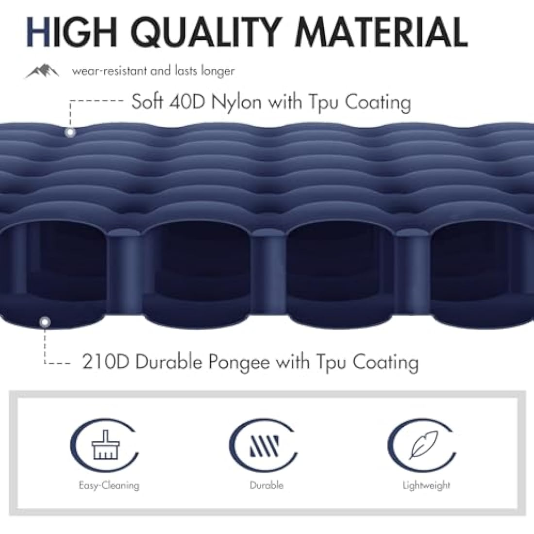 Portal Inflatable Camping Mattress - 10cm Thick Sleeping Pad with Pump