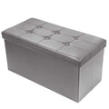 BRIAN & DANY Folding Storage Ottoman Bench | Faux Leather Foot Stool, Gray