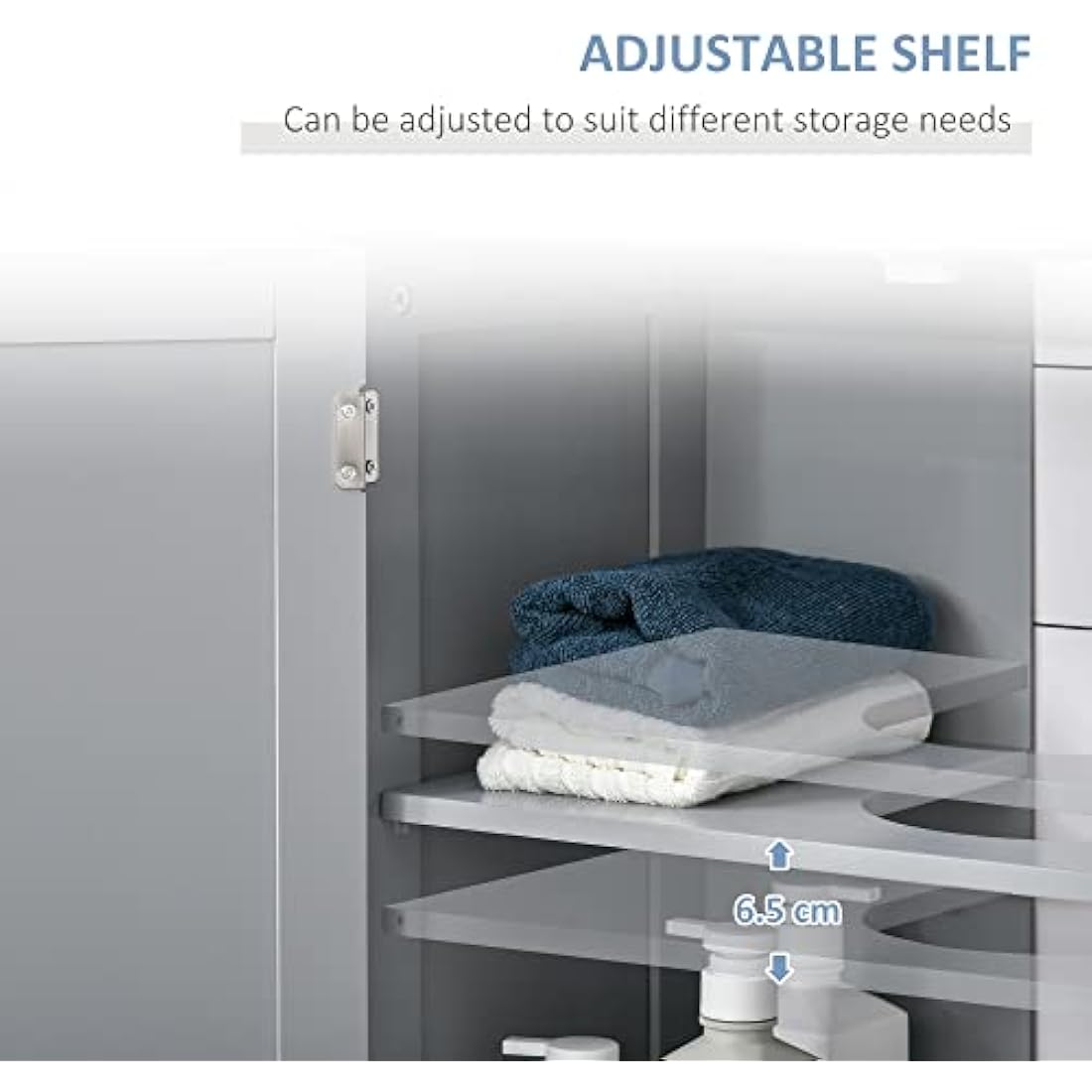 kleankin Under-Sink Bathroom Storage Cabinet – Adjustable Shelf, Grey