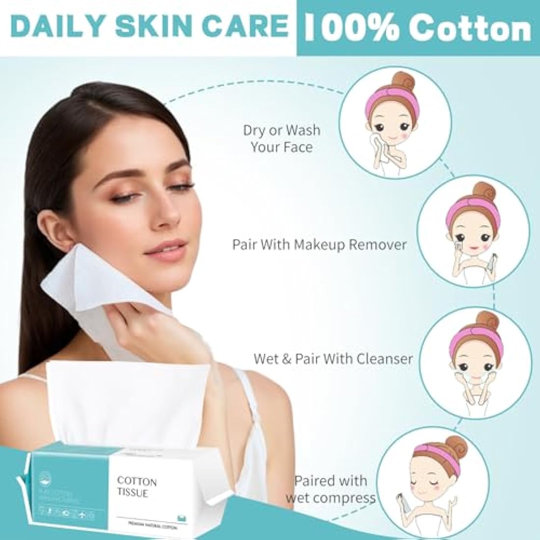 Disposable Face Towel | 400 Count Biodegradable Cotton Wipes