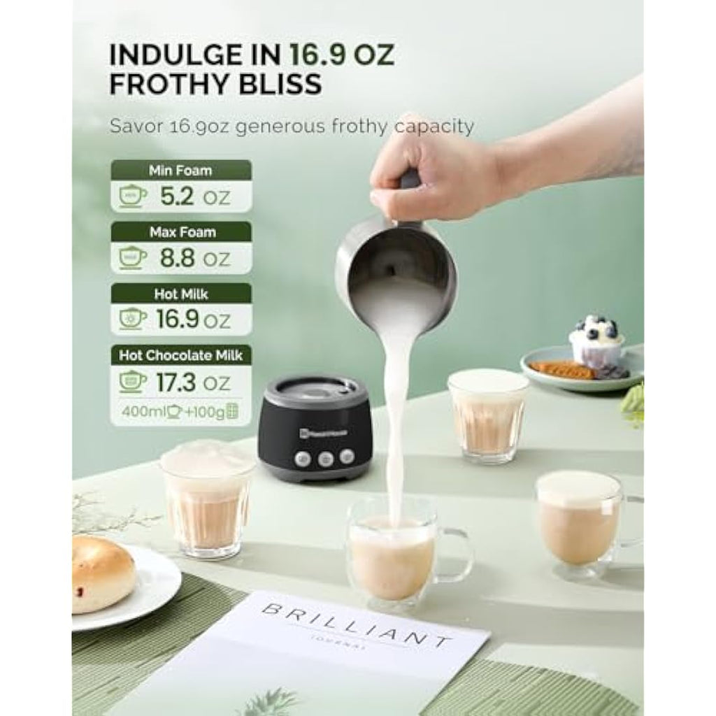 Maestri House 4-in-1 Electric Milk Frother – 500mL Hot & Cold Steamer