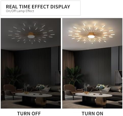 Modern LED Firework Ceiling Light – Gold 31-Head Flush Mount