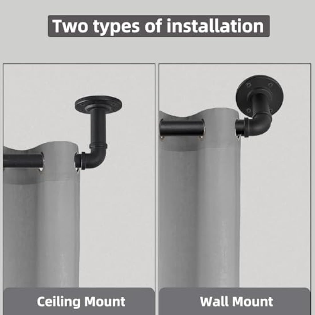 Jolof Store Industrial Black Curtain Pole – Heavy Duty Metal Rod 135-365cm