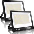 YIQIBRO 300W LED Floodlight 2-Pack | 30000LM IP67 Waterproof Security Light