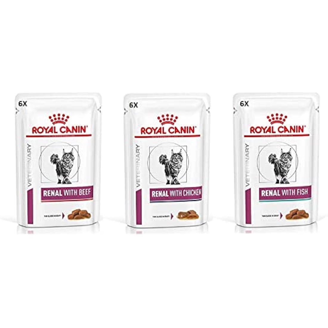 Royal Canin Feline Renal Wet Cat Food Mix - Tuna, Beef, Chicken (18 Pack)
