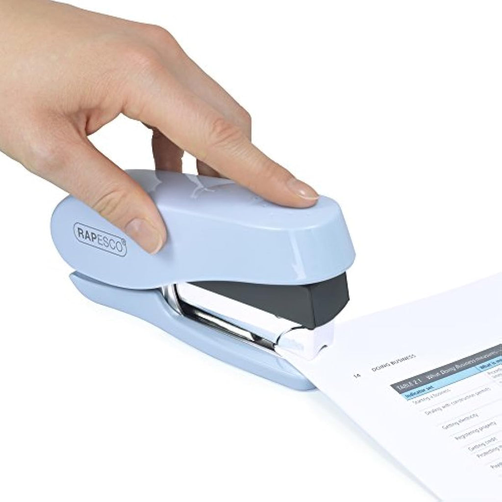 Rapesco Luna Less Effort Desktop Stapler | 50 Sheet Capacity | Powder Blue