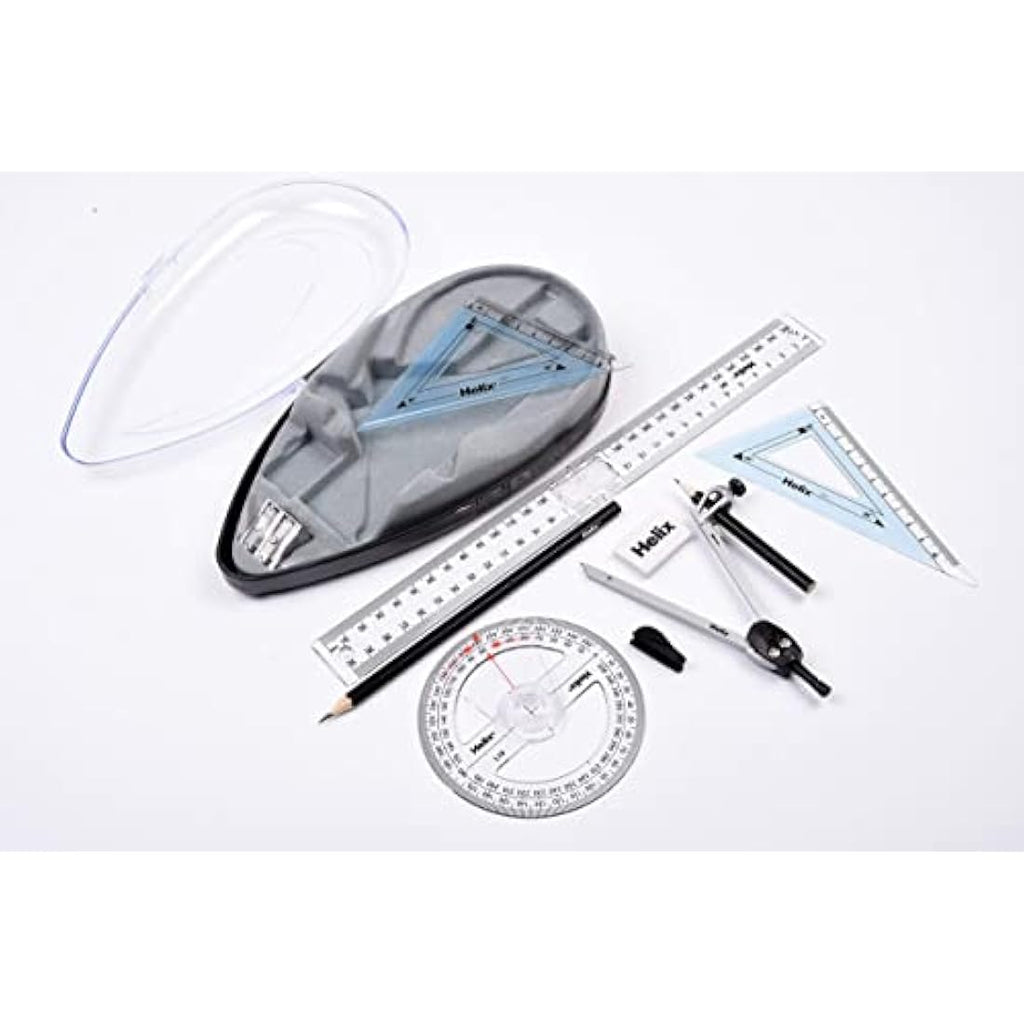 Helix Oracle Maths Set – 9 Piece Geometry Kit with Folding Ruler