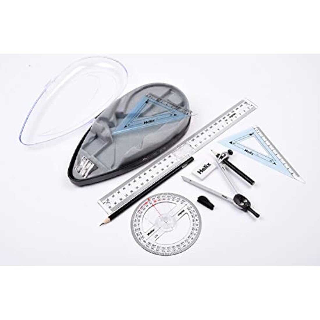 Helix Oracle Maths Set – 9 Piece Geometry Kit with Folding Ruler