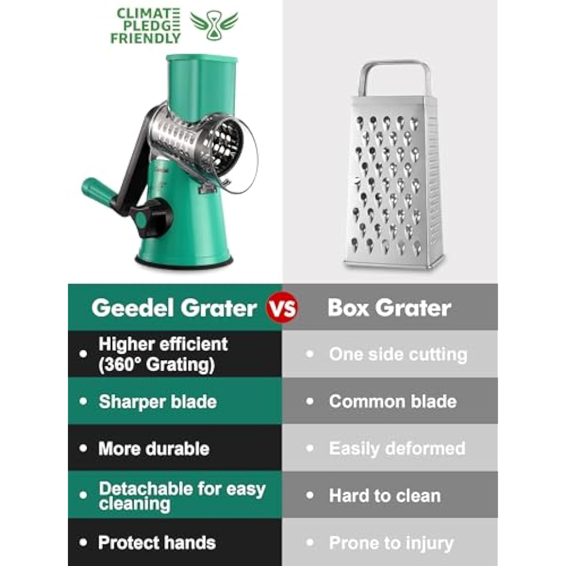 Rotary Cheese Grater – 3-Blade Manual Vegetable Slicer