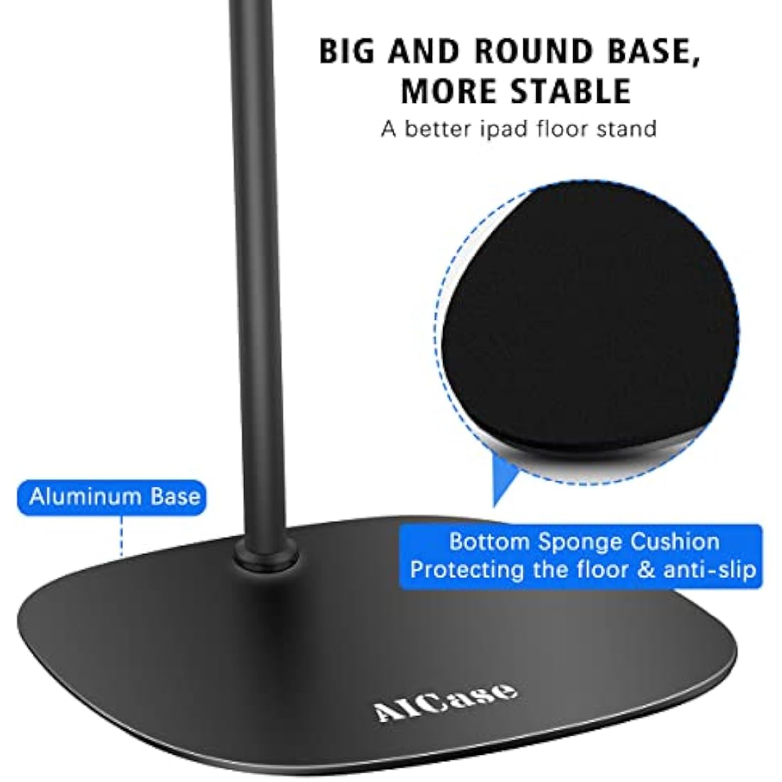 AICase Tablet Floor Stand – Adjustable Gooseneck Holder for iPad 4.6-13"