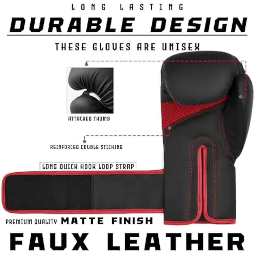Islero EVO Matte Faux Leather Boxing Gloves with Hand Wraps – MMA Muay Thai