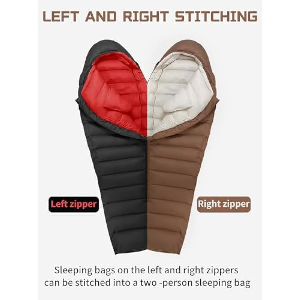 QEZER Winter Down Sleeping Bag | 660 FP Duck Down -20°C Cold Weather