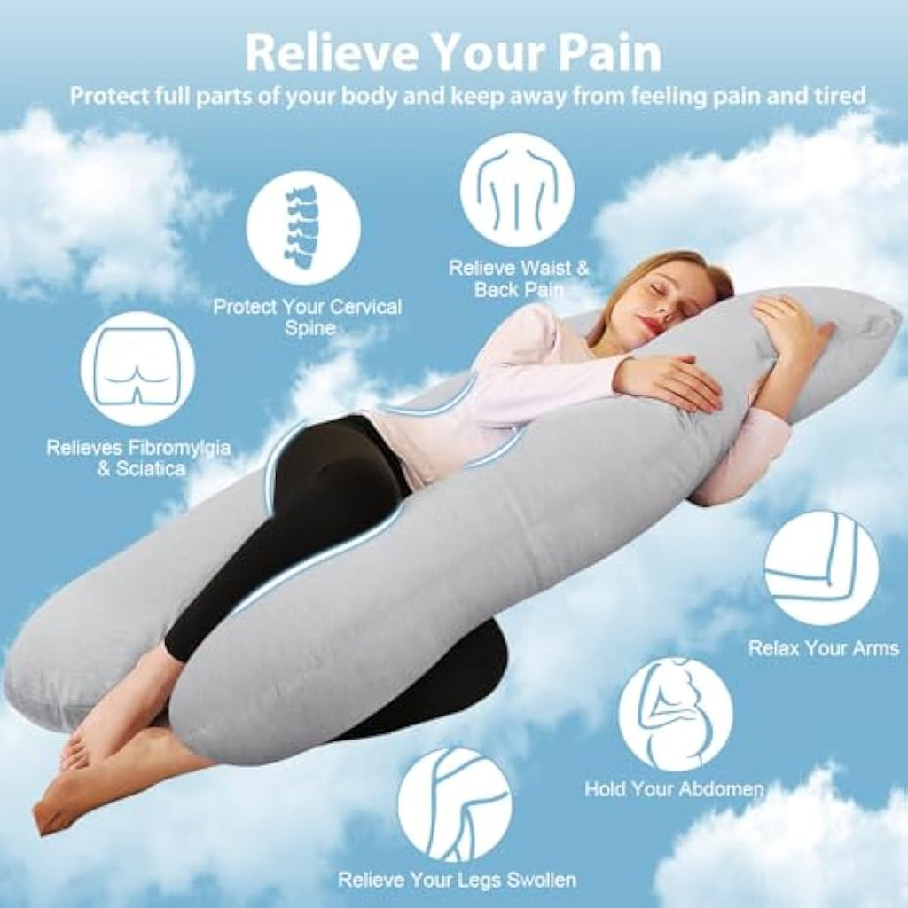 Chilling Home Cooling Pregnancy Pillow – 55" U-Shaped Jersey Body Pillow