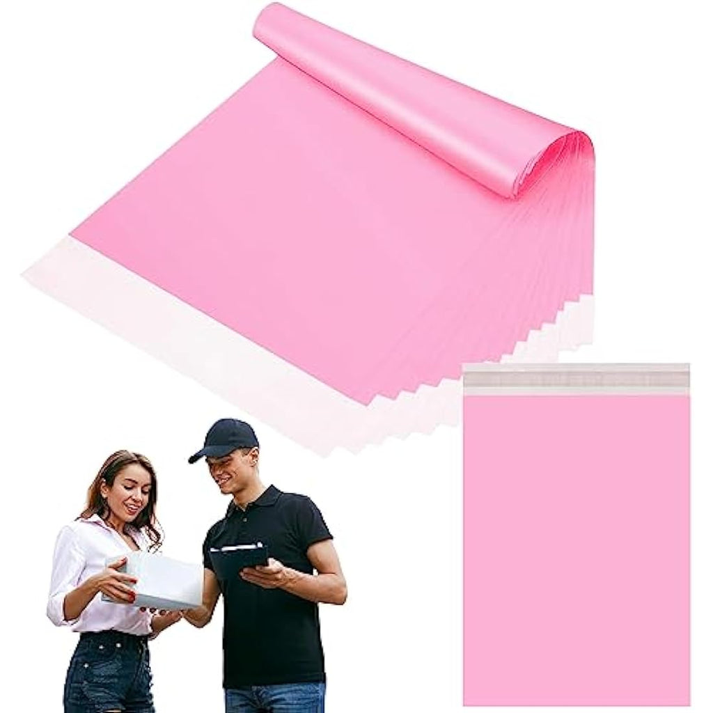 Pink Poly Mailers – 50pcs 25x35cm Self-Seal Shipping Bags