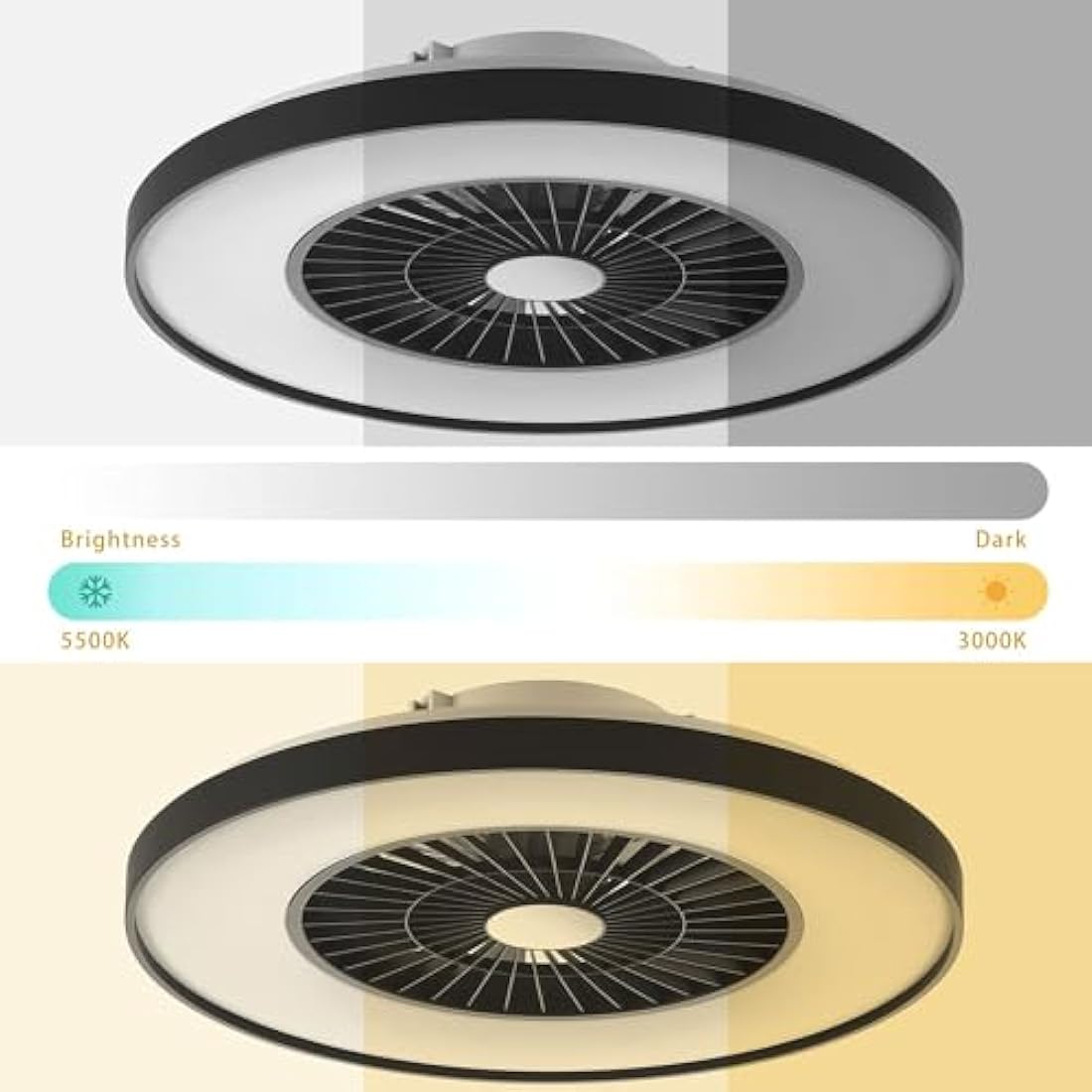 BKZO Smart LED Ceiling Fan with Light | App & Voice Control, Black
