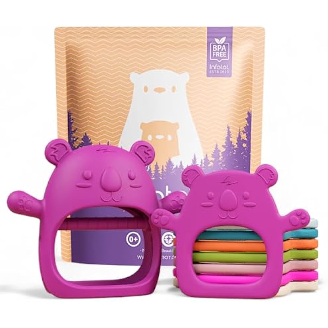 Infatot Koda Koala Teething Mitten 2-Pack | Food-Grade Silicone Teether