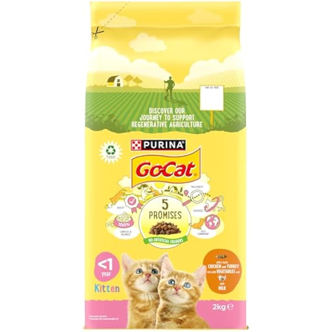 Go-Cat Kitten Dry Cat Food - Chicken, Turkey & Milk - 2kg (Pack of 4)