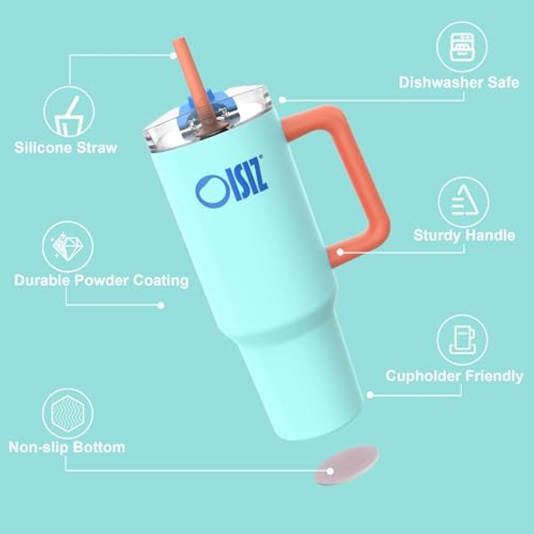 Oisiz 40oz Insulated Tumbler with Handle | Leak Proof Stainless Steel Mug