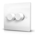 Belns Melns LED Dimmer Switch | 2 Gang Trailing Edge Rotary - White