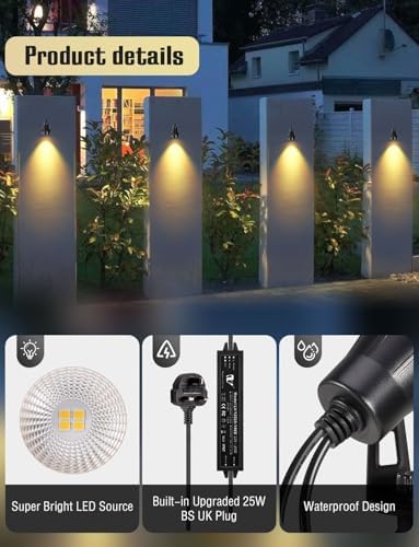 GreenClick LED Garden Spike Lights – 6 Pack Mains Powered IP65 Warm White