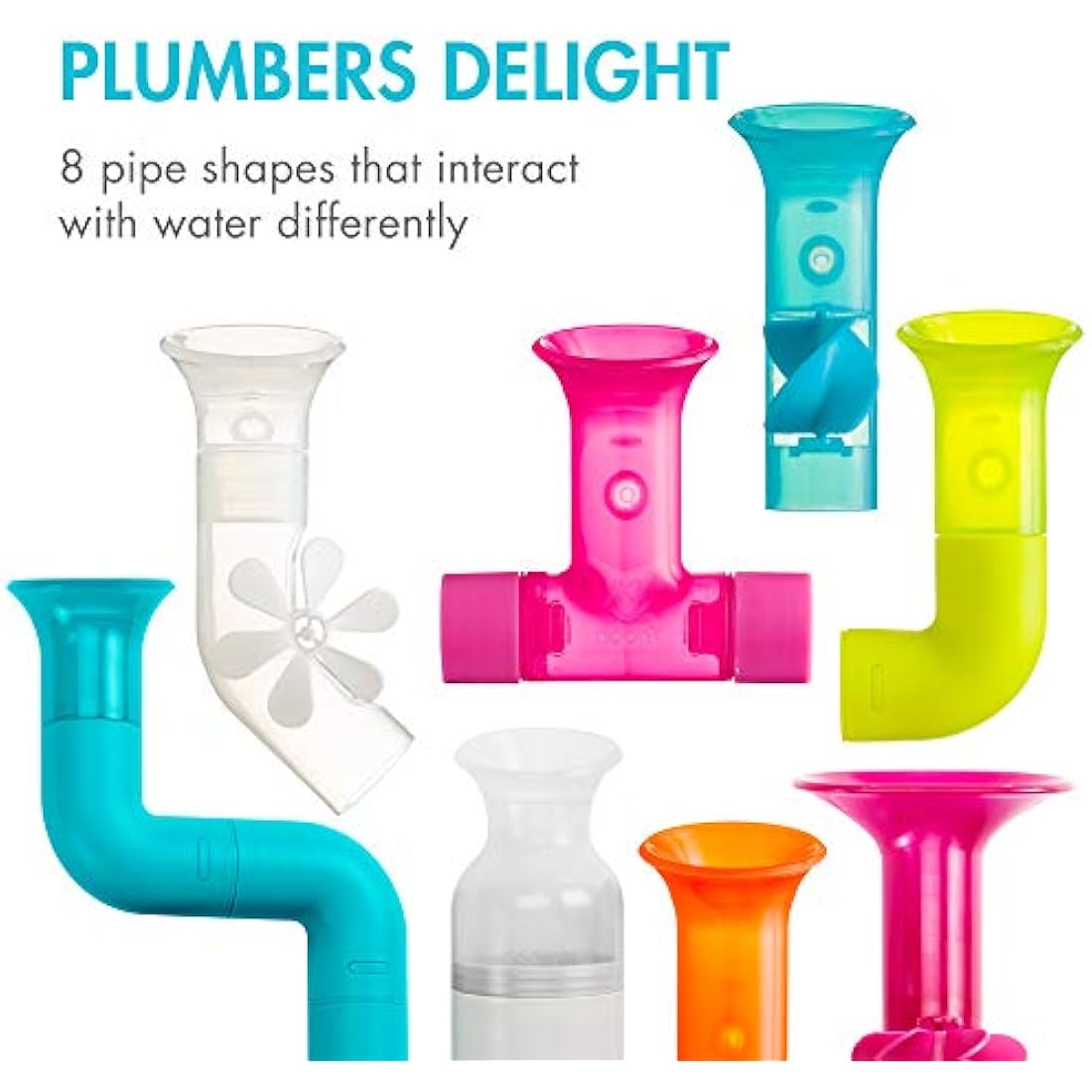 Boon Pipes Cogs Tubes Bath Toy Bundle – 13pc Suction Water Toys