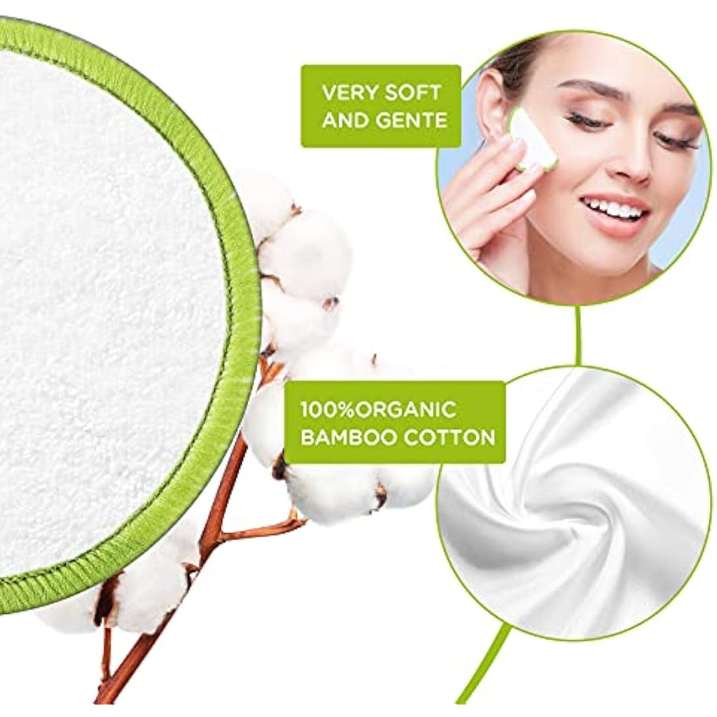Jolof Store Reusable Bamboo Cotton Makeup Remover Pads with Metal Box