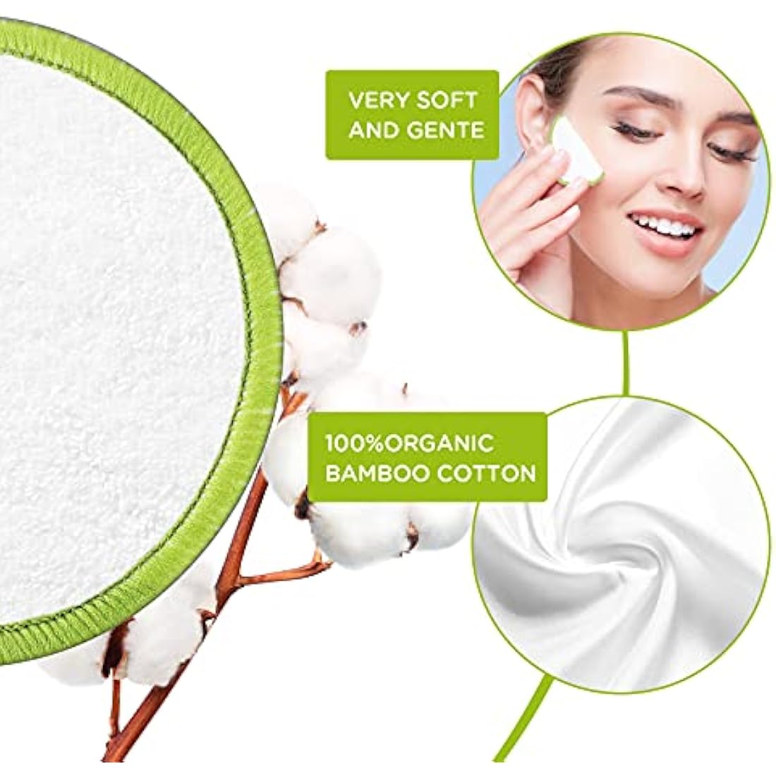 Jolof Store Reusable Bamboo Cotton Makeup Remover Pads with Metal Box