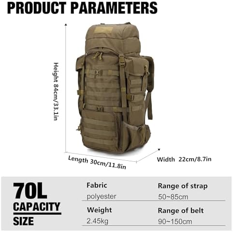 Tactical Military Rucksack - Large Molle Hiking Backpack