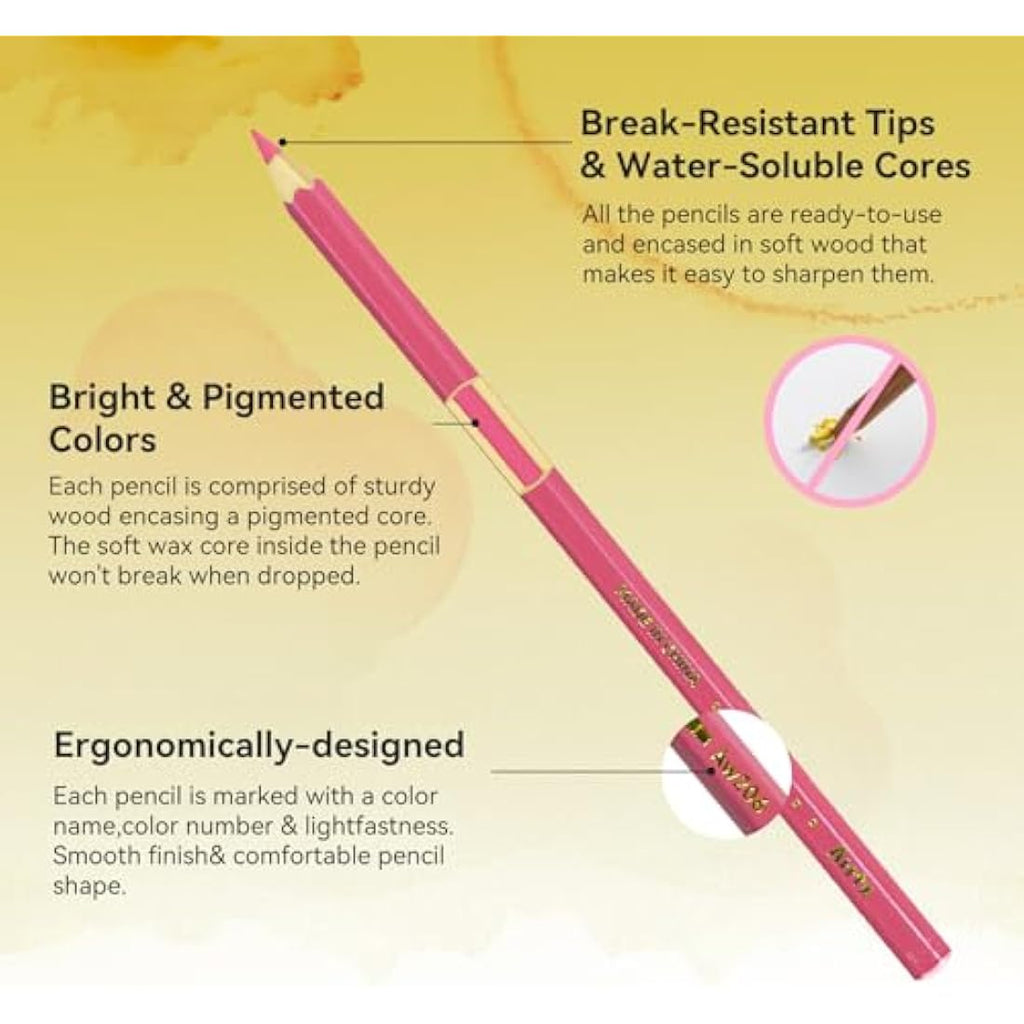 Arrtx 72 Watercolour Pencils Set – Water-Soluble Art Pencils with Case