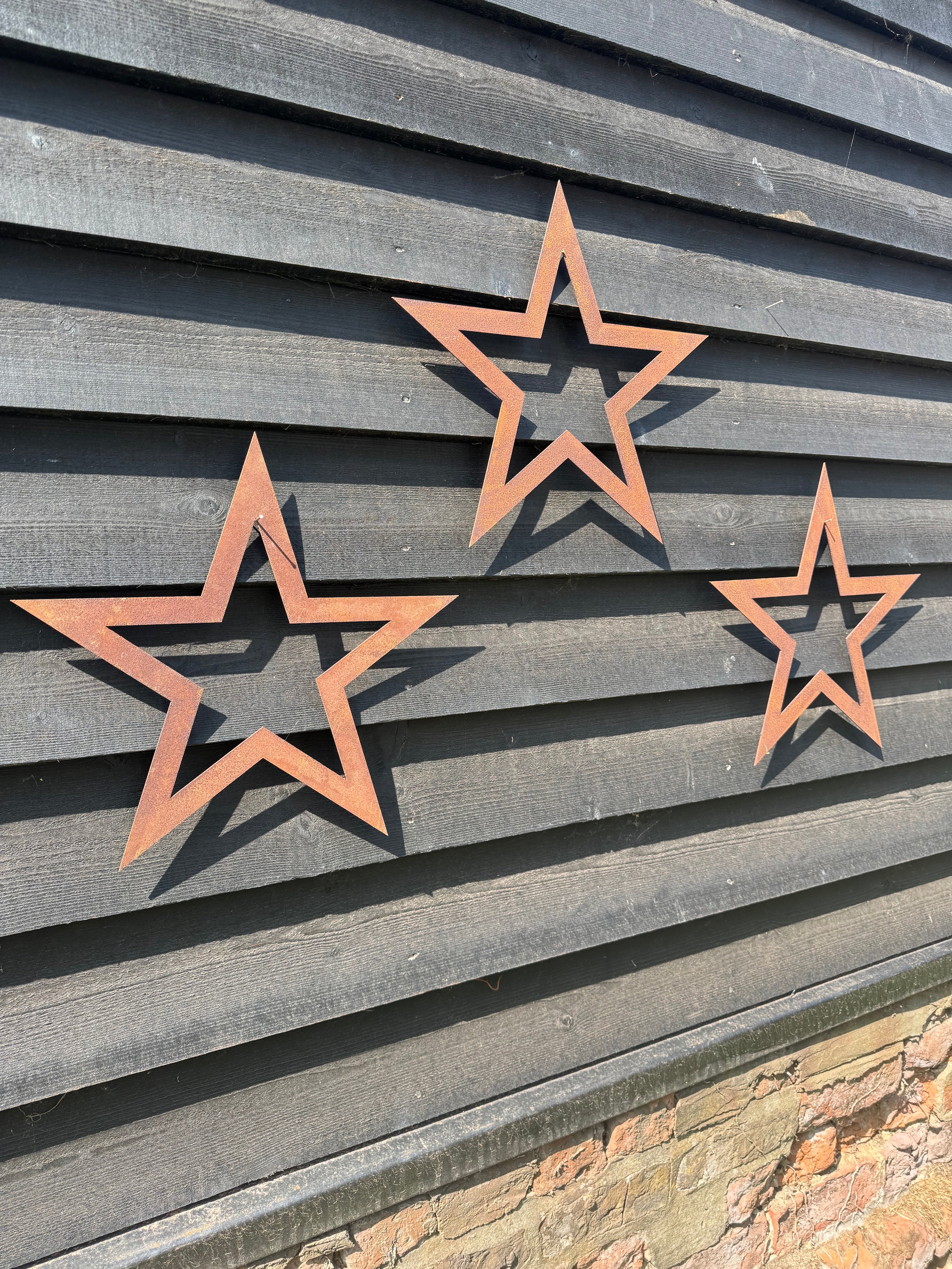 Rustic Warehouse Norfolk | Set of 3 Rusty Metal Stars Garden Wall Art