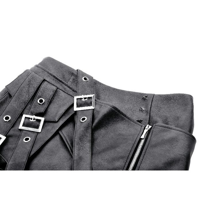 Dark in Love Chaos Reign Black Faux Leather Goth Punk Mini Skirt