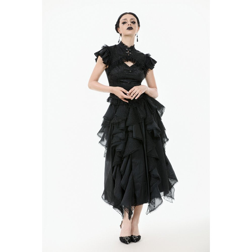 Dark in Love Seraphine Black Lace Shoulder Goth Top | Victorian Style