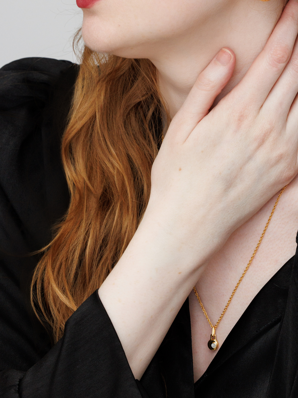 No More Nobody Cressida Moon Necklace | 18k Gold Plated Mother of Pearl