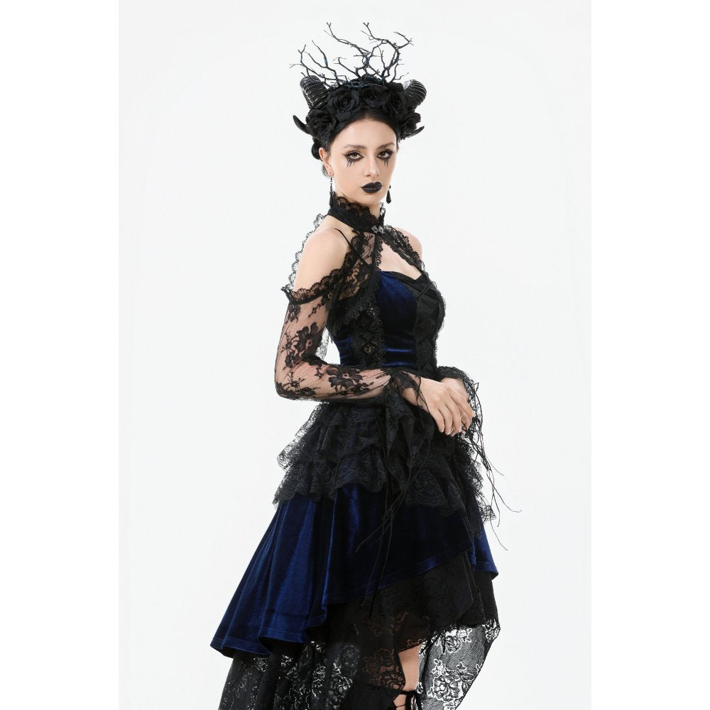 Dark in Love Thalassa Floral Lace Draped Arm Sleeves | Black Cotton