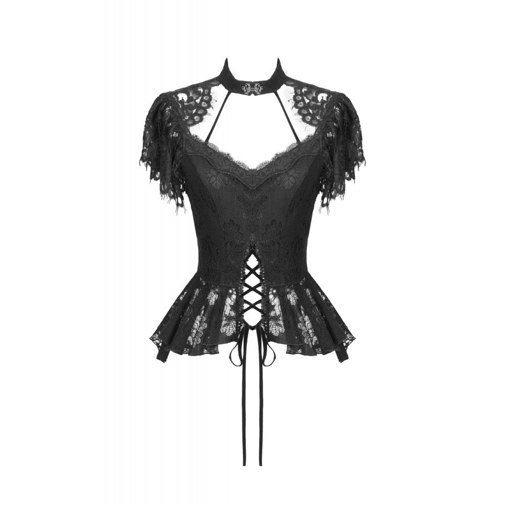 Dark in Love Ophelia Black Lace Corset Top – Victorian Goth Style