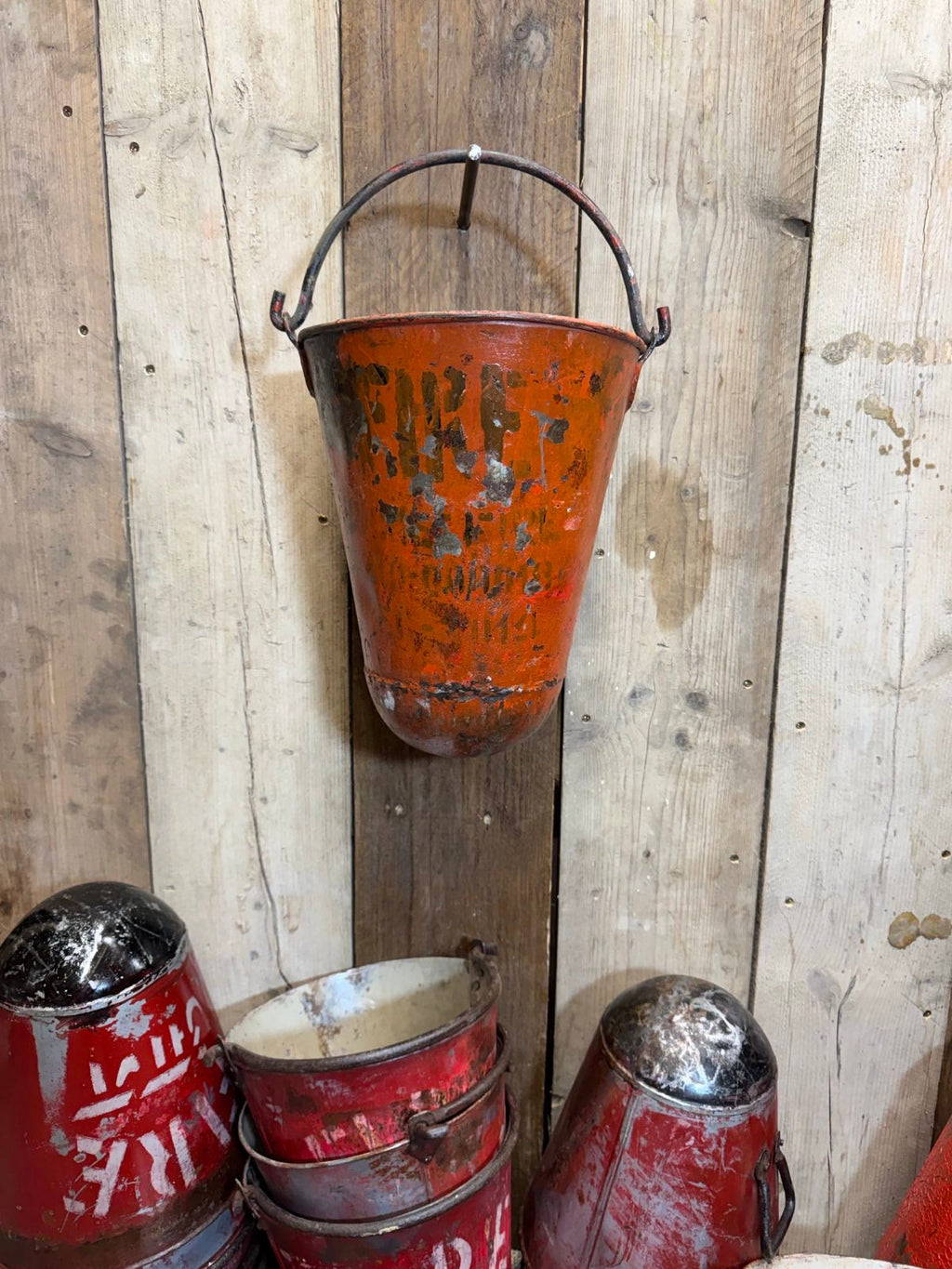Vintage Galvanised Hanging Fire Bucket Planter | Rustic Warehouse Norfolk