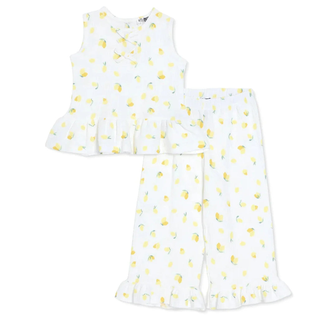 HelloBaby Girls Blouse-Muslin Trousers Fruits - Ecru Printed