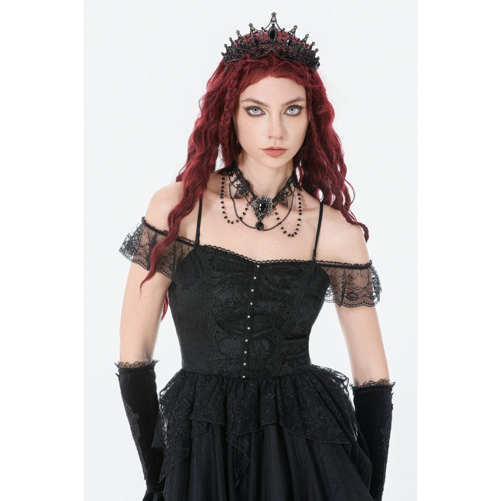 Dark In Love Adelina Gothic Choker – Black Lace & Filigree Necklace