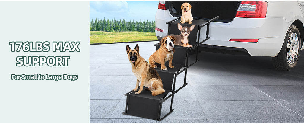 Fellie Foldable Dog Ramp – Adjustable Non-Slip Pet Steps for Cars, 176lbs