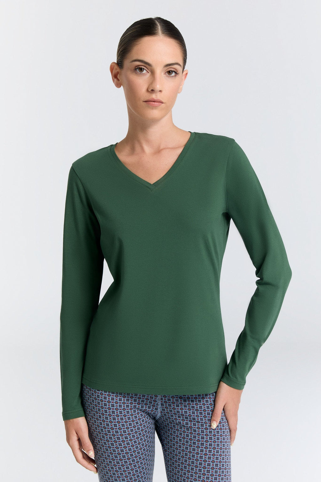 Organic Stretch Long Sleeve V-neck: Womens