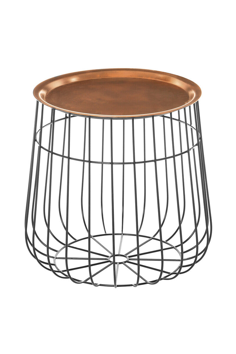 Orsina Templar Side Table – Copper Tray Top with Black Metal Base