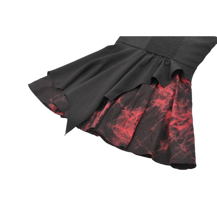 Dark in Love Nyssa Goth Mini Dress – Black & Red Strap Detail