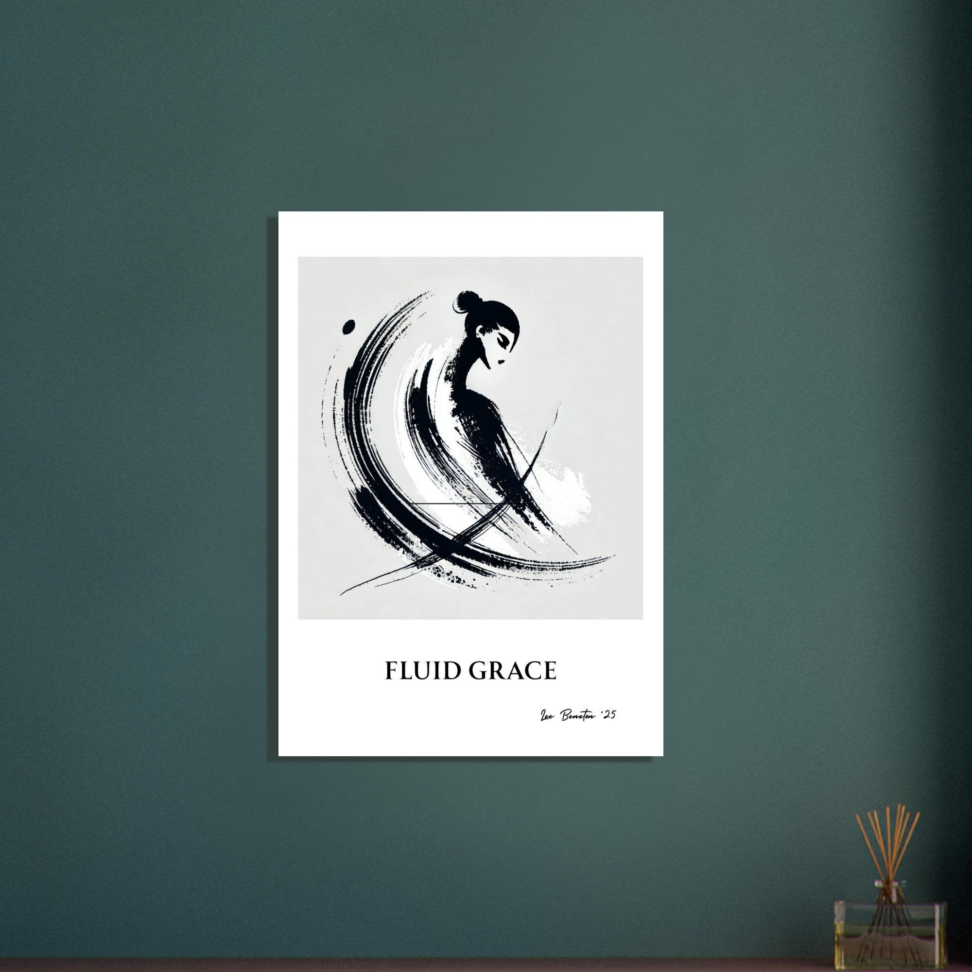 Minimalist Ink Brush Wall Art Print – Modern Abstract Black and White Poster, Japandi Decor, Contemporary Neutral Artwork