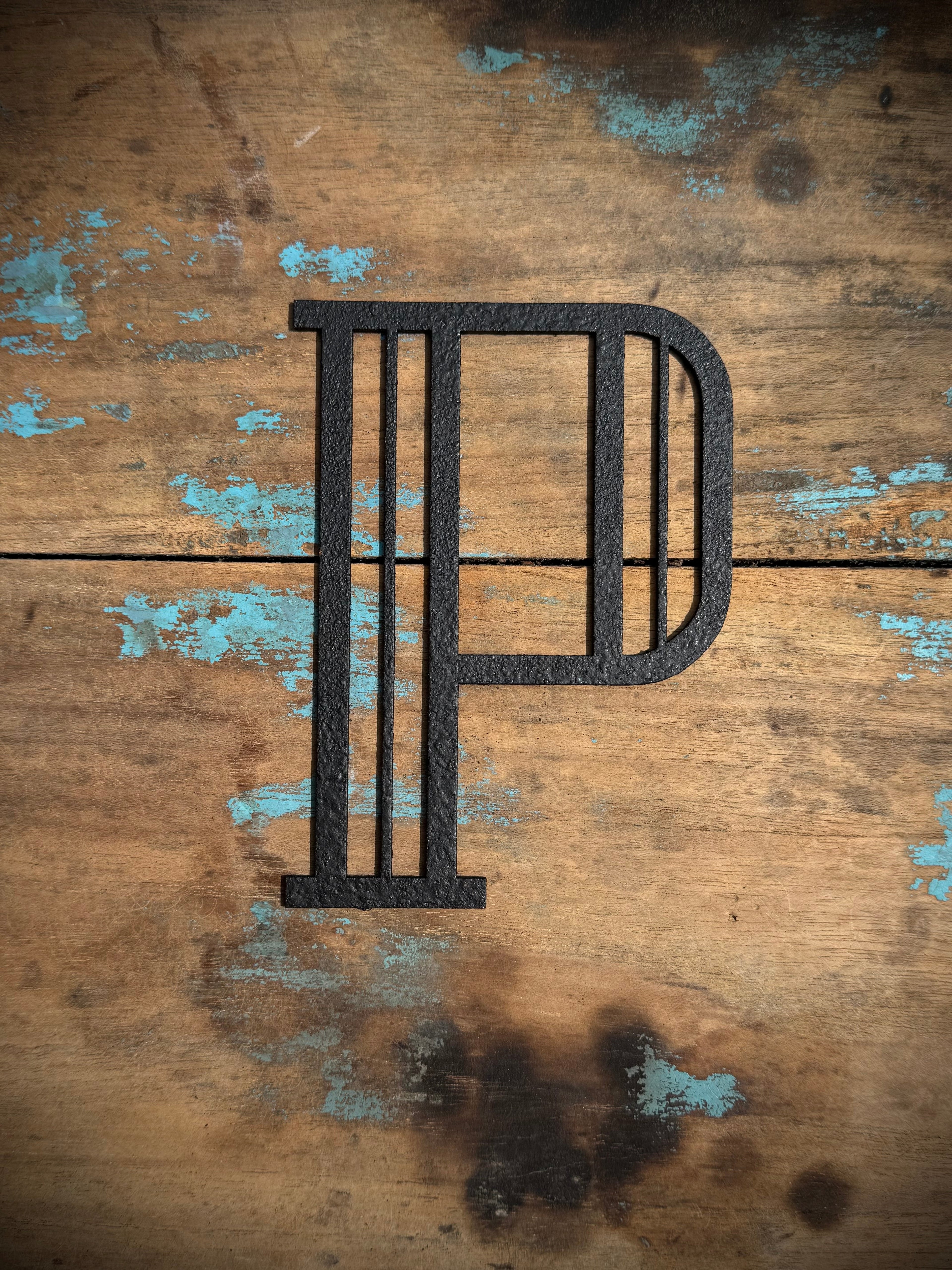 Art Deco Metal Letters & Numbers | Distressed Black Steel Wall Decor