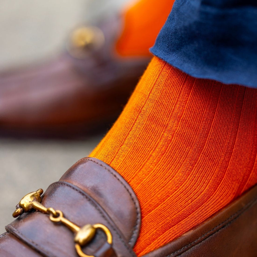 Swole Panda Burnt Orange Bamboo Socks – Ribbed Sustainable Hosiery