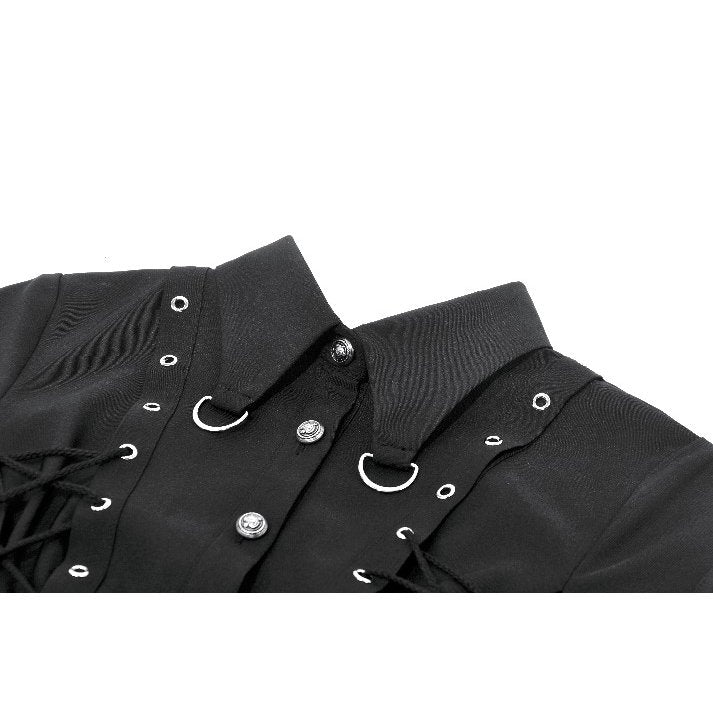 Dark in Love Ruptured Lace-Up Punk Shirt | Black Corset Style Top