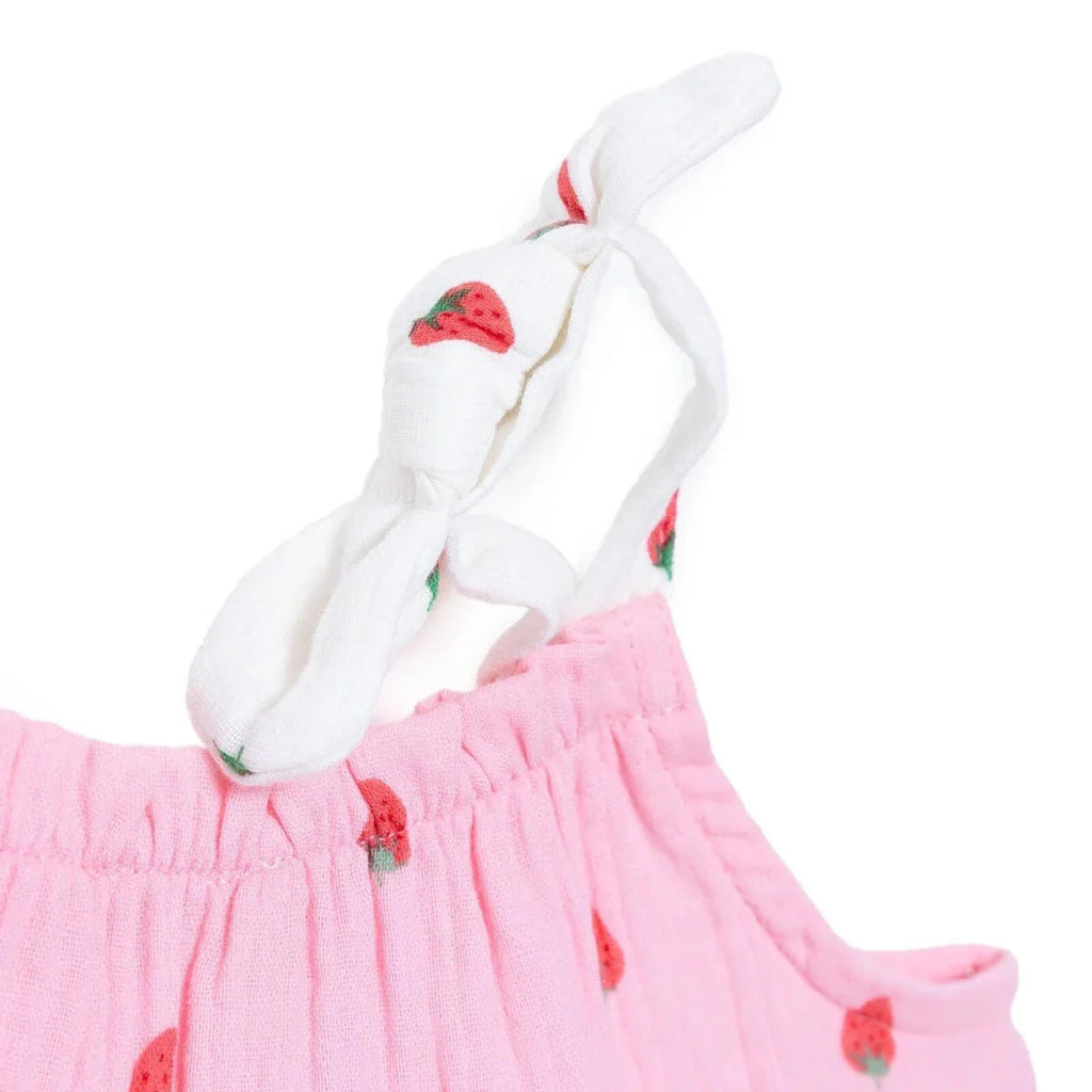 HelloBaby Girls Dress Buttoned Berry Belle Crew Neck Short Sleeve - Pink Printed
