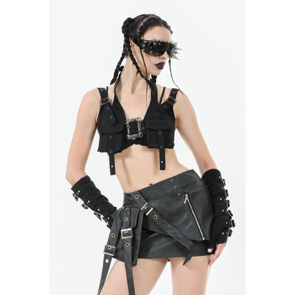 Dark in Love Chaos Reign Black Faux Leather Goth Punk Mini Skirt